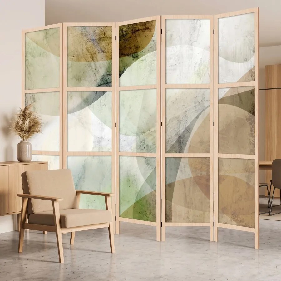 Parawan pokojowy 5-częściowy 225x172 drewniany japoński Jednostronny dekoracyjny nowoczesny artystyczny Szary