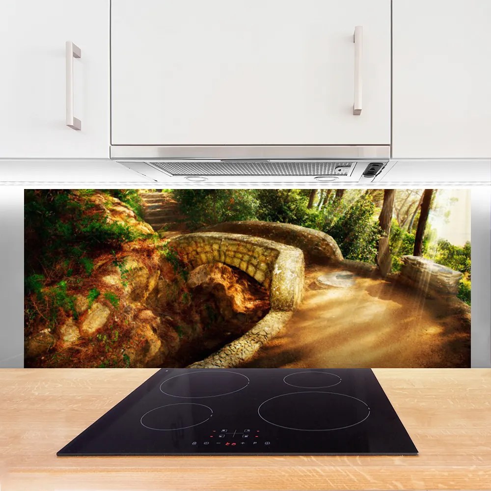 Panel Szklany Malowniczy Most Wśród Drzew