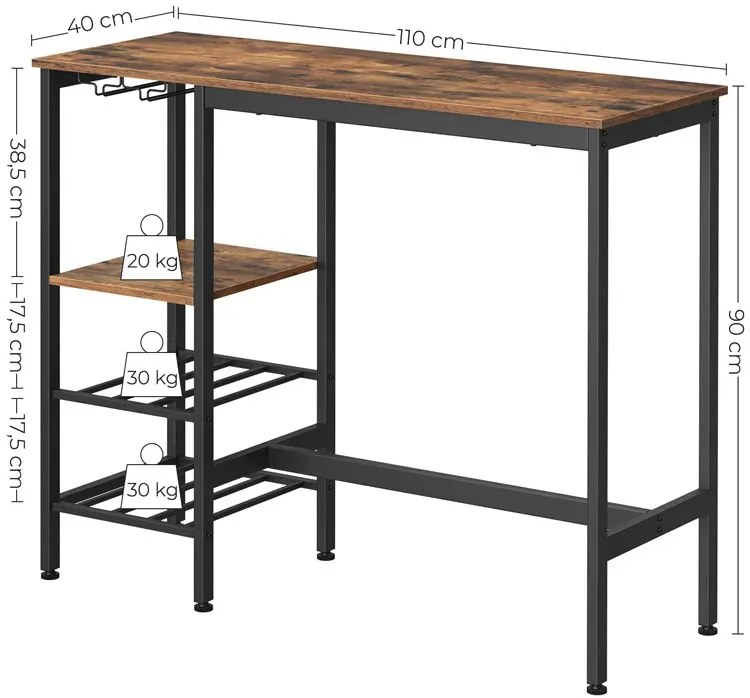 Industrialny stolik barowy rustykalny brąz Z7-L93