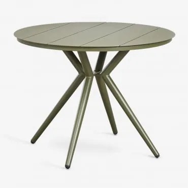 Okrągły Stół Ogrodowy Z Aluminium Valerie Intensywny Verde Olive & Ø100 Cm - Sklum