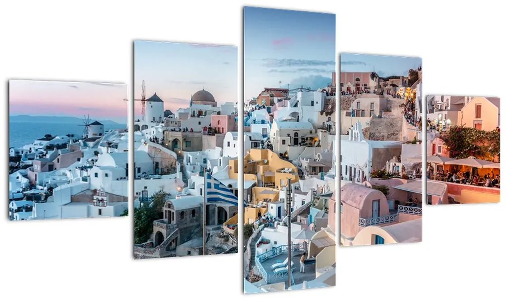 Obraz - Zmierzch na Santorini (125x70 cm)