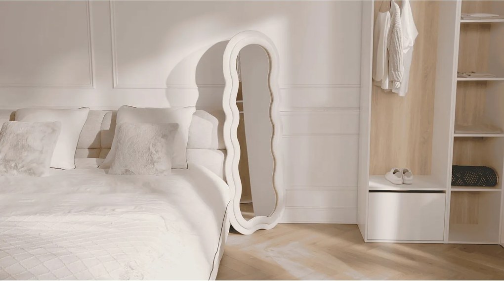Lustro organiczne z weluru - szer. 60 x wys. 160 cm - Beżowy - LINOA