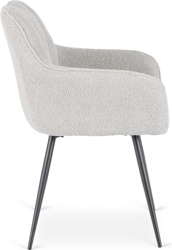Krzesło Tapicerowane do Salonu NAWARA Szare Boucle Nowoczesne
