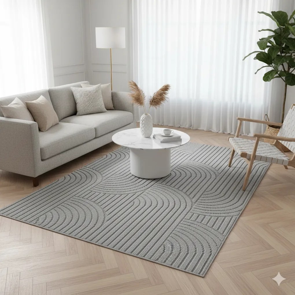 Dywan nowoczesny 3D Helix Geometria szary 140 cm x 200 cm