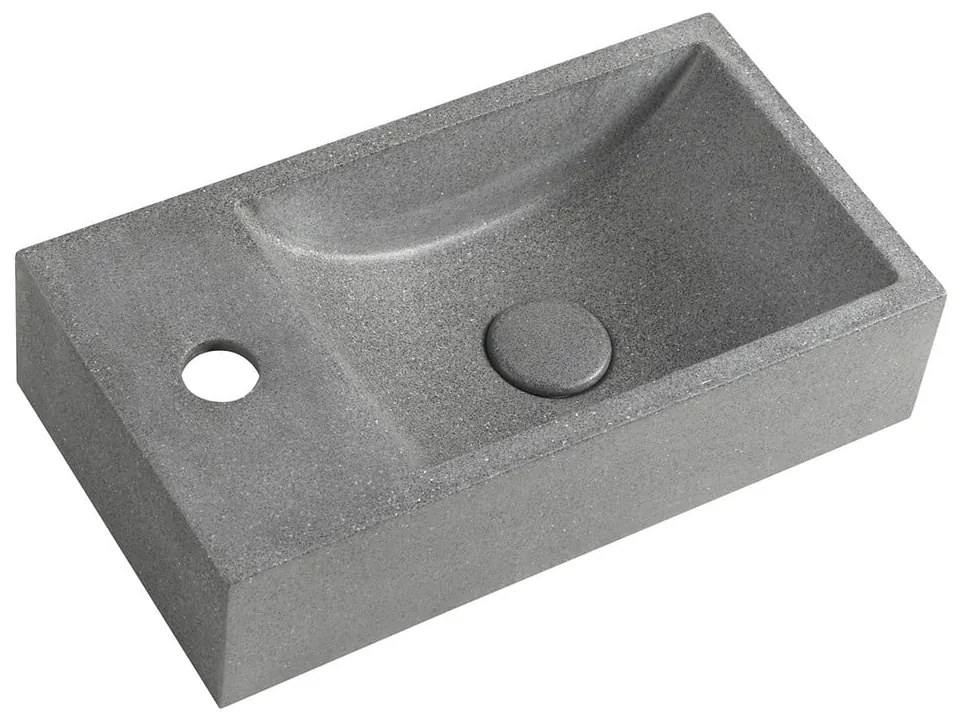 Ciemnoszara betonowa umywalka 40x22 cm Crest – Sapho