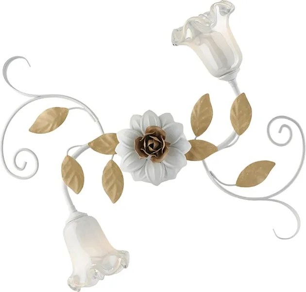 Lampa sufitowa z żelaza lakierowanego na biało w stylu shabby z 2 światłami, wys. 17 x Ø52 cm, BL274-PL2-BCO