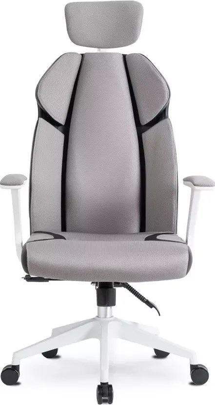 Fotel biurowy ergonomiczny obrotowy Duncan szary czarny regulowany zagłówek multiblock