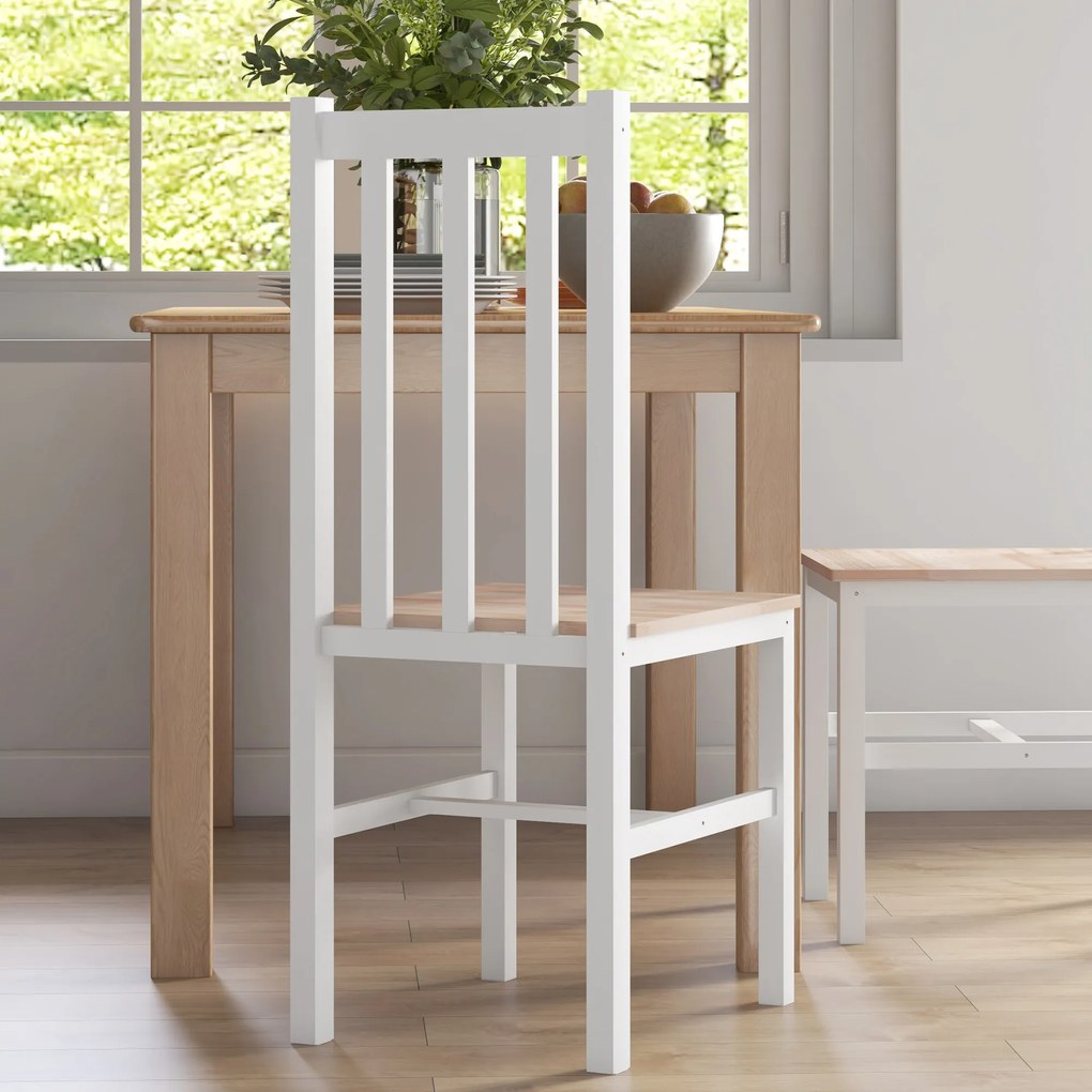 HOMCOM Zestaw 4 krzeseł kuchennych, krzesła do jadalni, drewno lite, nowoczesny design, 38,5 cm x 47,5 cm x 99 cm, naturalne