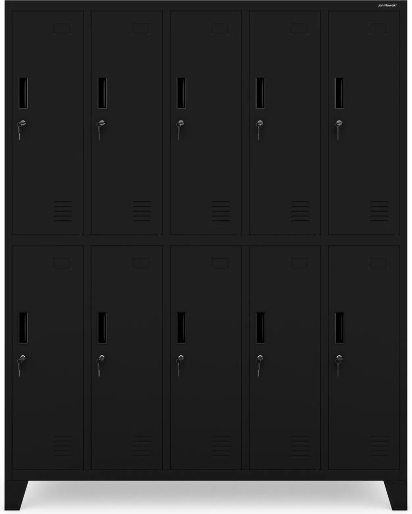 Metalowa szatnia 10-skrytkowa Bartek 136x45x172 cm, czarna
