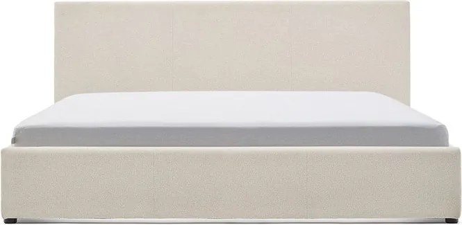 Beżowe tapicerowane łóżko dwuosobowe ze schowkiem ze stelażem 180x200 cm Nahiri – Kave Home