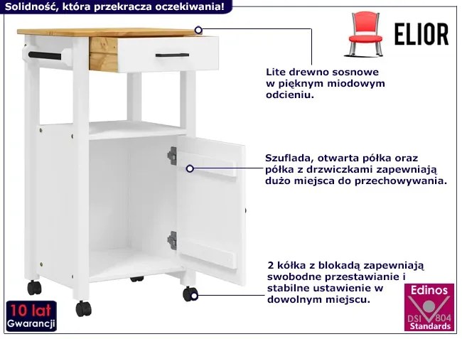 Skandynawski biały wózek kuchenny - Remmir 6X