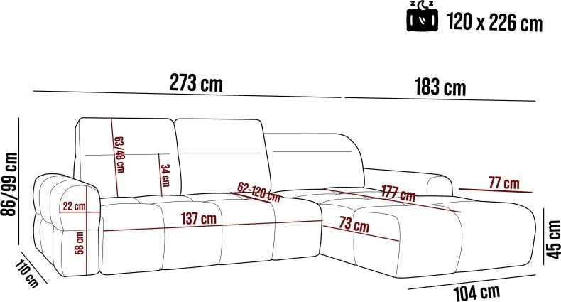 Narożnik MATEO S Wolnostojący Lewostronny Tkanina Memphis 16 kolor Złamana biel WERSAL