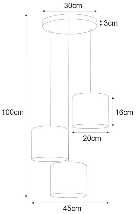 Regulowana lampa wisząca z 3 abażurami - S954-Dantino