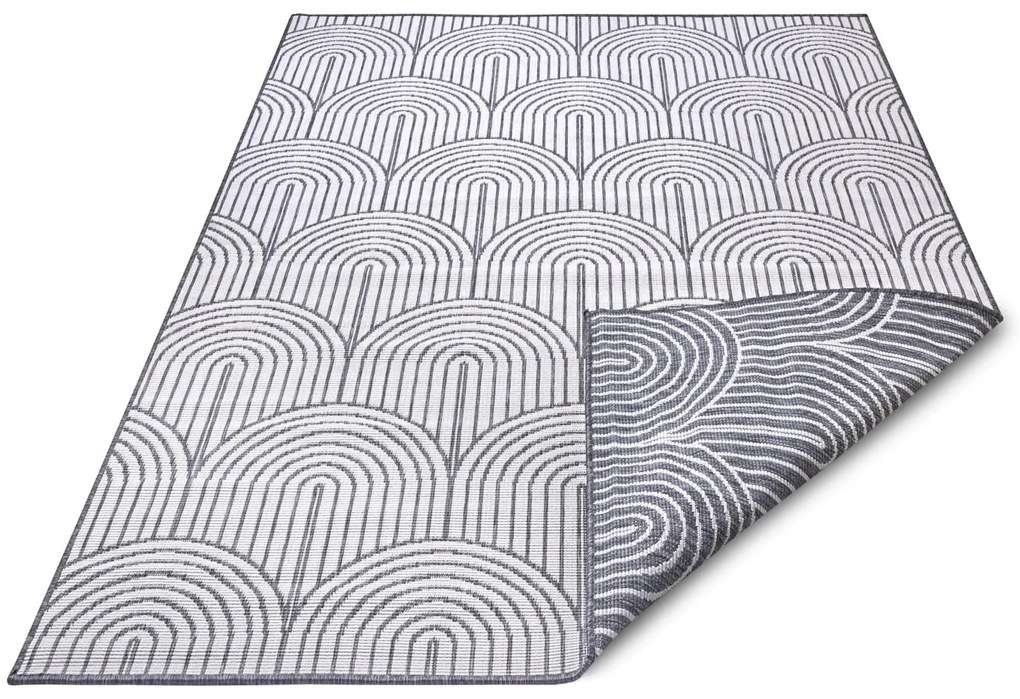 Dywan zewnętrzny dwustronny Pangli srebrno-kremowy 120 cm x 170 cm
