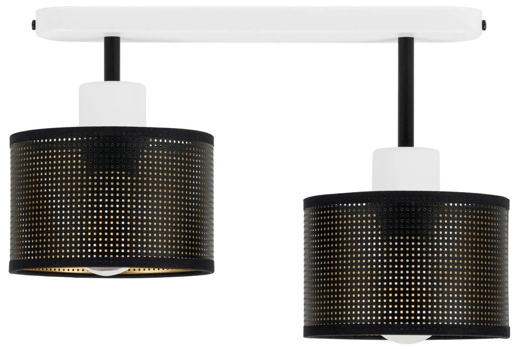 Lampa sufitowa biała dwupunktowa z czarnymi abażurami B-3306WE-SC E27