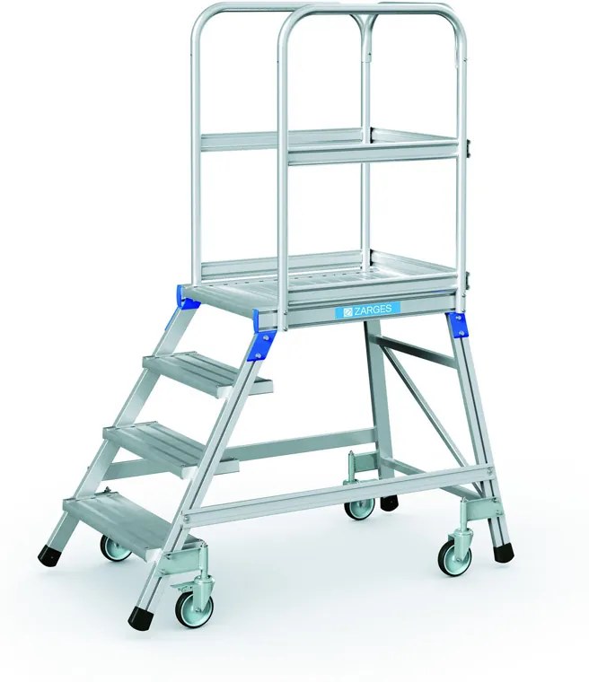 Mobilna aluminiowa drabina platformowa ze schodkami - 4 stopnie, 0,96 m