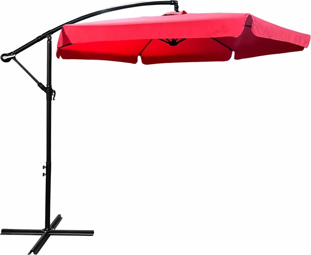 Czerwony parasol ogrodowy na wysięgniku S8-K74