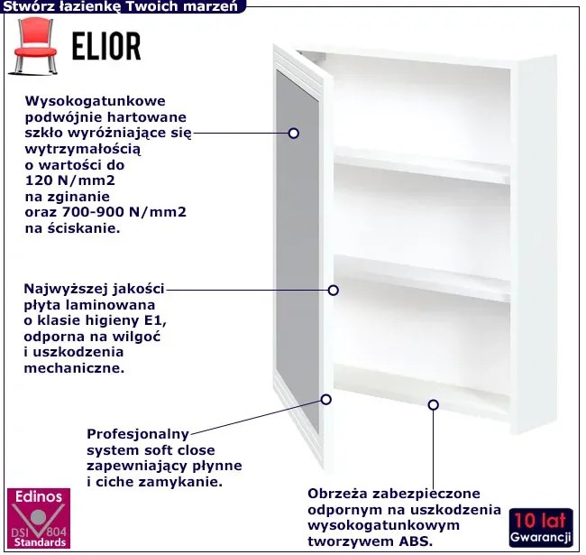 Biała szafka łazienkowa z lustrem N8-B51