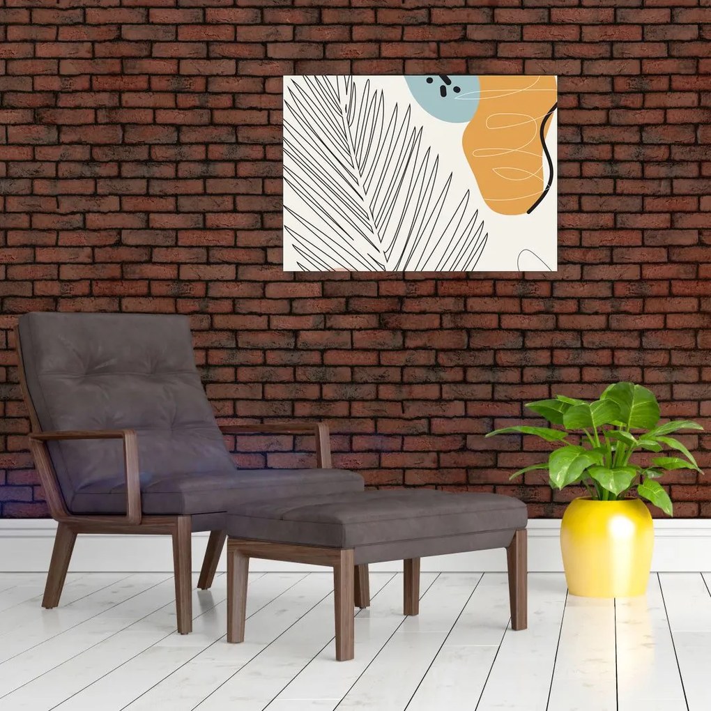 Obraz na szkle - ilustracja liścia (70x50 cm)