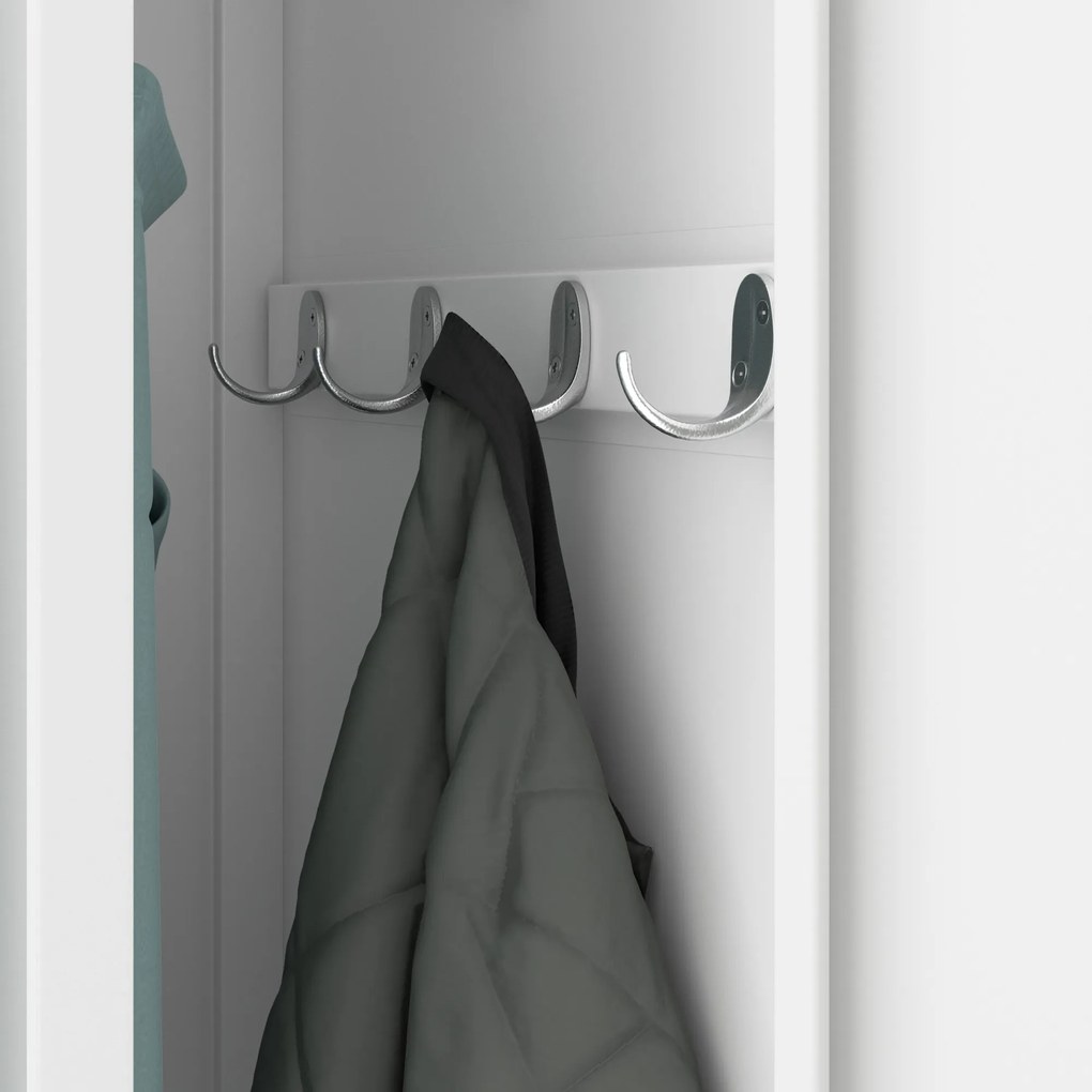 Szafka ubraniowa BHP biała: czterokomorowa KACPER, 800 x 1800 x 500 mm