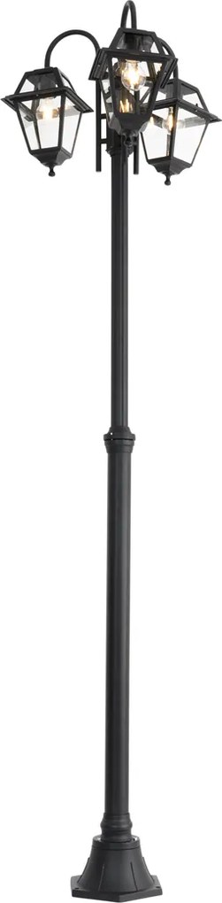 Klasyczna lampa zewnętrzna czarna 235 cm 3-światła IP44 - Berta