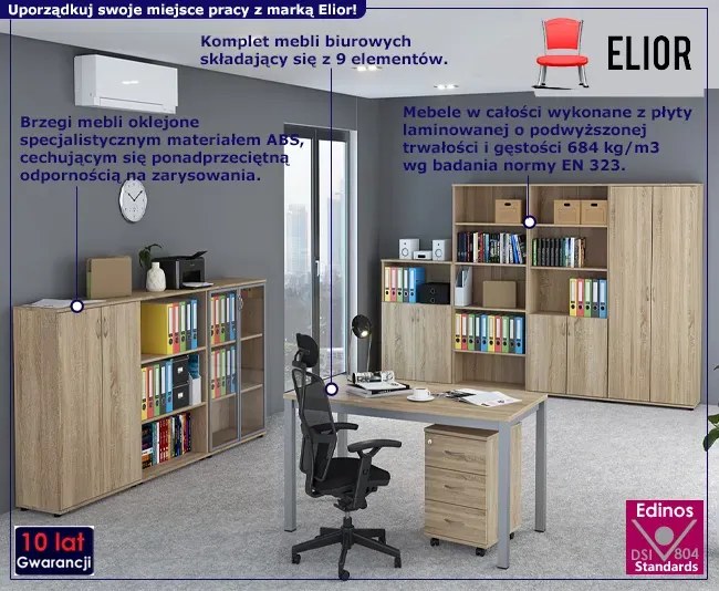 Skandynawski komplet biurowych mebli z biurkiem dąb sonoma D1-S25
