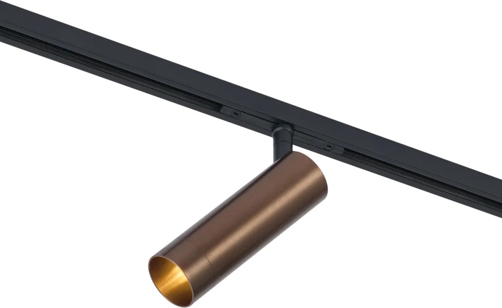 Nowoczesny system oświetlenia szynowego z 6 reflektorami i 4 lampami wiszącymi Easylift ciemny brąz 1-fazowy - Slimline Uzzy Tira