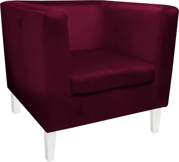 Fotel Monaco tkanina Welur : Kolor nogi - Biała, Kolor tkaniny - VELVET - MG02, Wysokość nogi - 20 cm