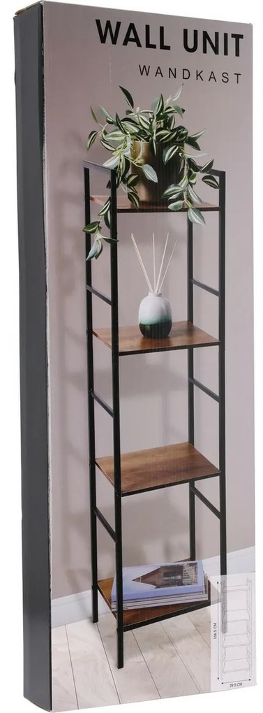 Metalowy regał 4 półki MDF, 29,5 x 23,5 x 106,5 cm