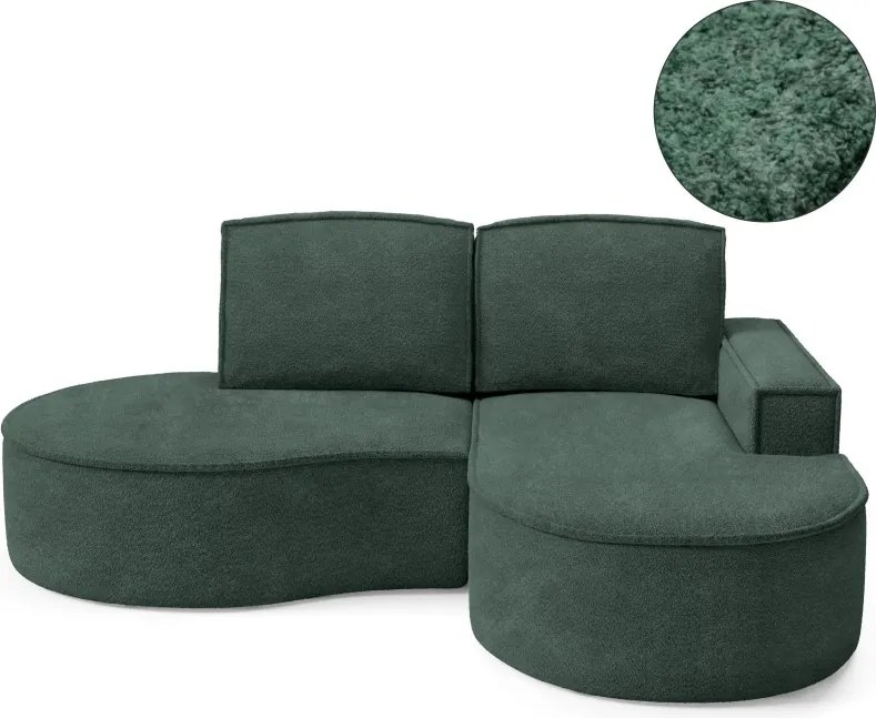 Narożnik MOLLY Prawostronny bez funkcji spania, wolnostojący tkanina ABRIAMO 09 Zielony