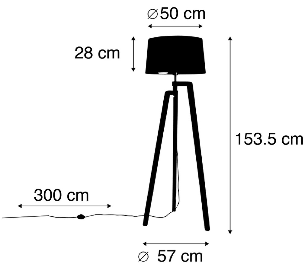 Inteligentna lampa podłogowa z kloszem czarna ze złotem 50 cm z WiFi A60 - PurosWiejski/ Rustykalny / Vintage Oswietlenie wewnetrzne