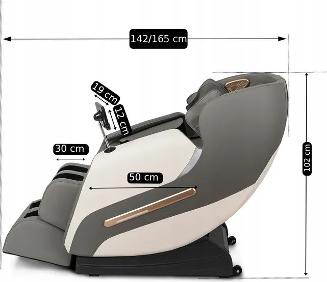 Fotel Masujący VX MAX Wypoczynkowy Relaksacyjny Szary Ekoskóra Loft