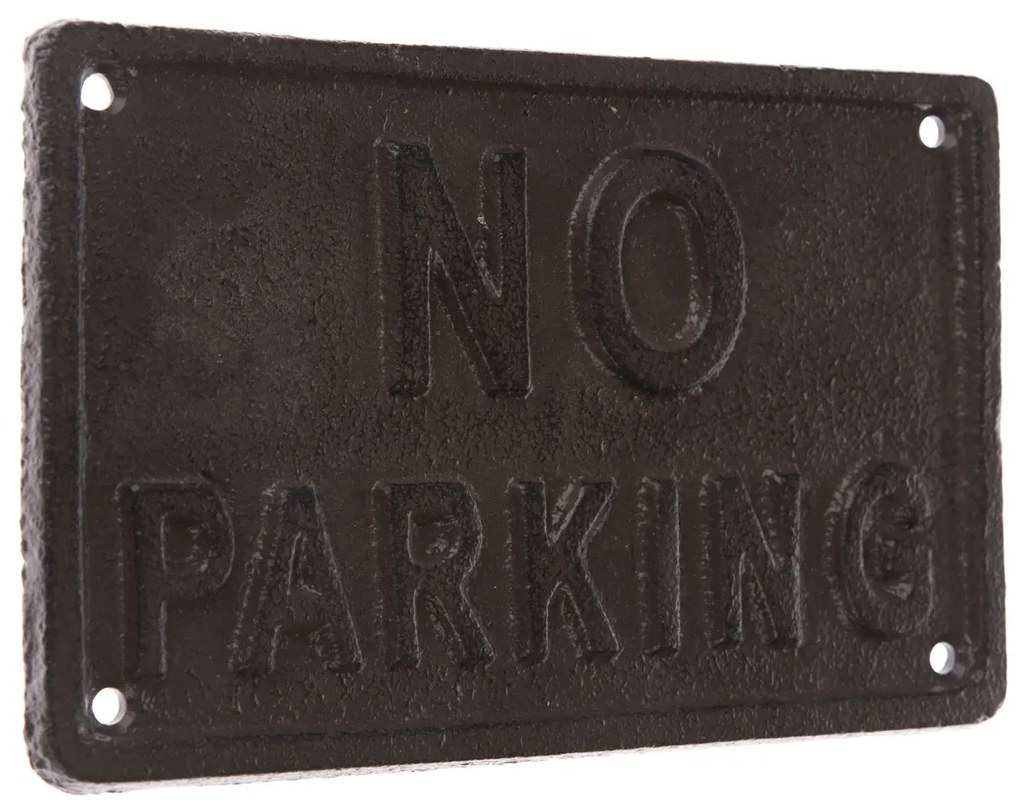 Ozdoba ścienna z litego metalu „NO PARKING”czarna, 11 x 18 cm
