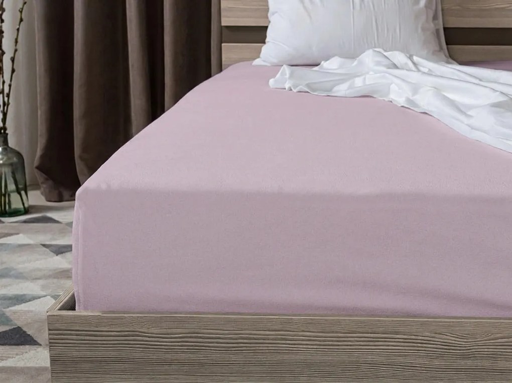 PrzytulneMieszkanie.pl Prześcieradło bawełniane z gumką STANDARD 90 x 200 cm jasnofioletowe