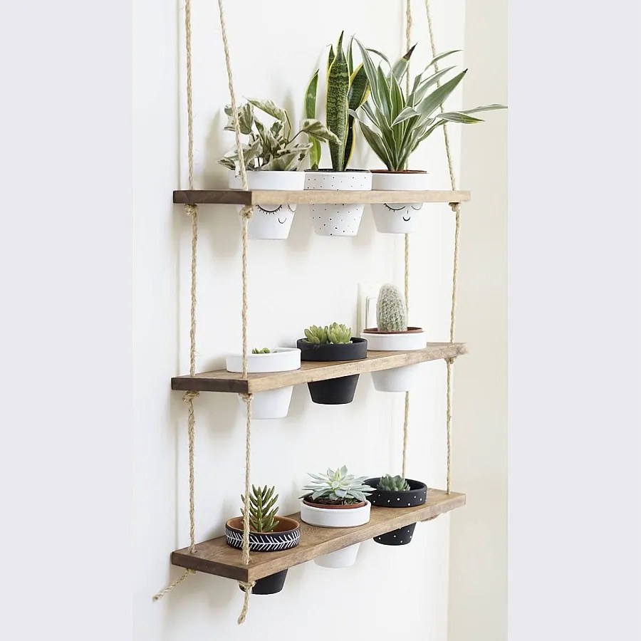 Półka ścienna z drewna jodłowego – 60 cm x 13 cm x 1,3 cm – kolor orzechowy