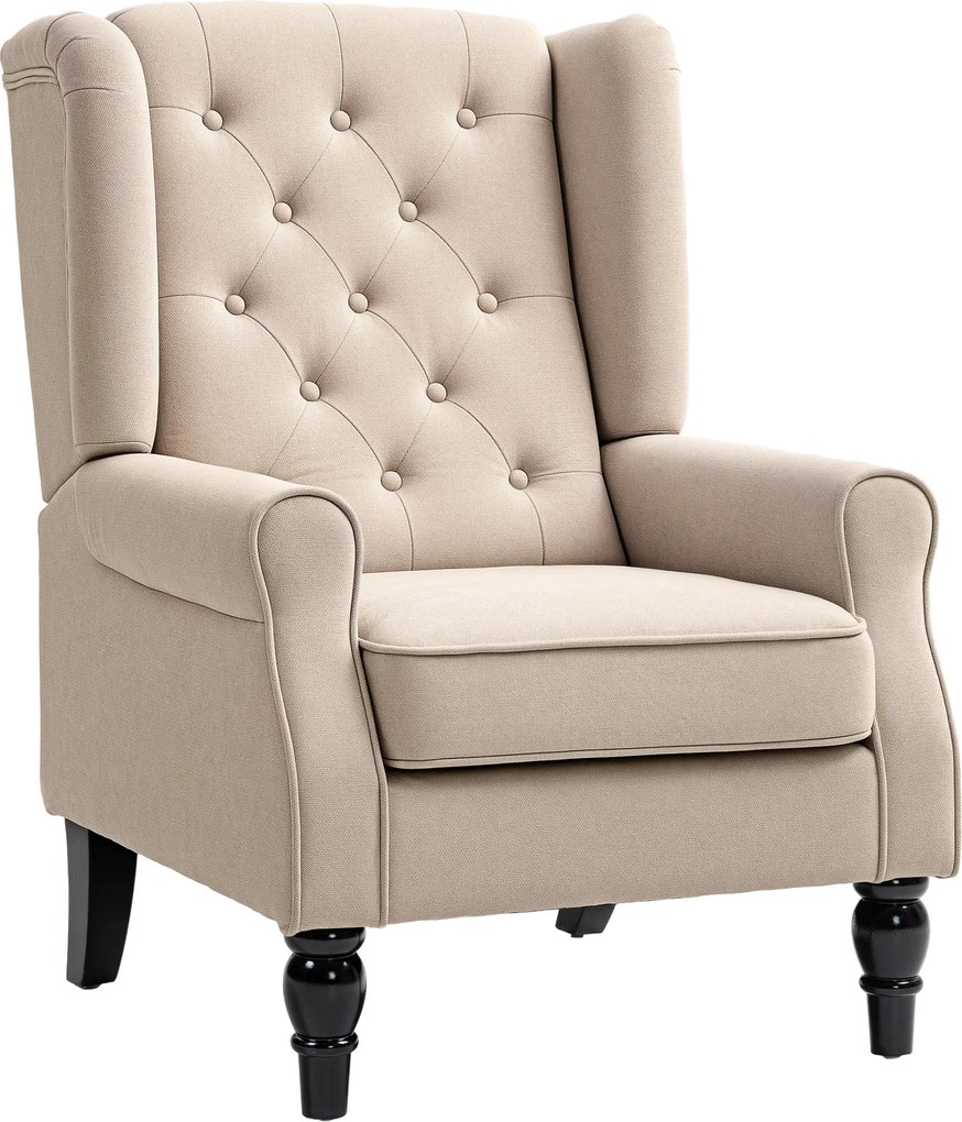 HOMCOM Elegancki fotel uszak, grubo wyściełany, z zdejmowanym pokrowcem, 74 x 87 x 102 cm, beżowy | Aosom PL