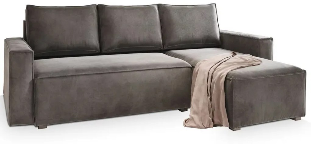 Rozkładana narożna sofa CAVELO, ciemnoszara, uniwersalna