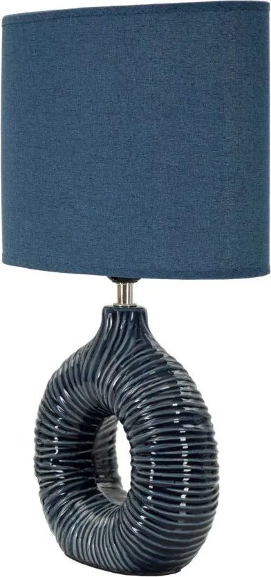 Niebieska lampa stołowa ceramiczna z tekstylnym kloszem (wysokość 43 cm) Seta – Mauro Ferretti
