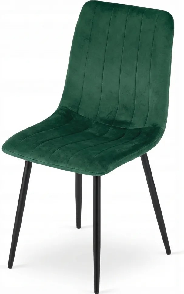 Ciemnozielone aksamitne krzesło LAVA BOTTLE GREEN z czarnymi nogami