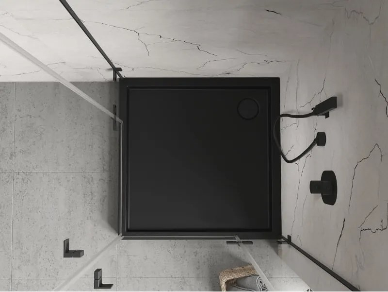 Mexen Flow+ brodzik kwadratowy 90 x 90 cm, czarny mat - 46S709090H