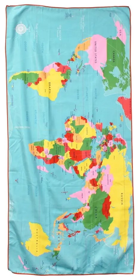 Kolorowy ręcznik z mikrowłókna Rex London World Map, 70 x 150 cm