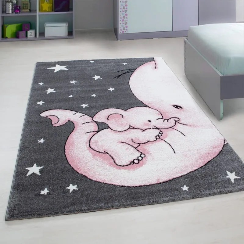 Dywan dziecięcy Kids Śpiący Słonik różowy 140 cm x 200 cm