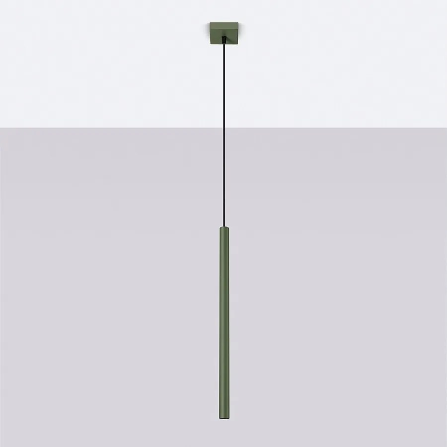 Lampa wisząca nowoczesny Brill, stal - 1 źródło światła 4000K - L.8 x H.114 cm - zielony oliwkowy