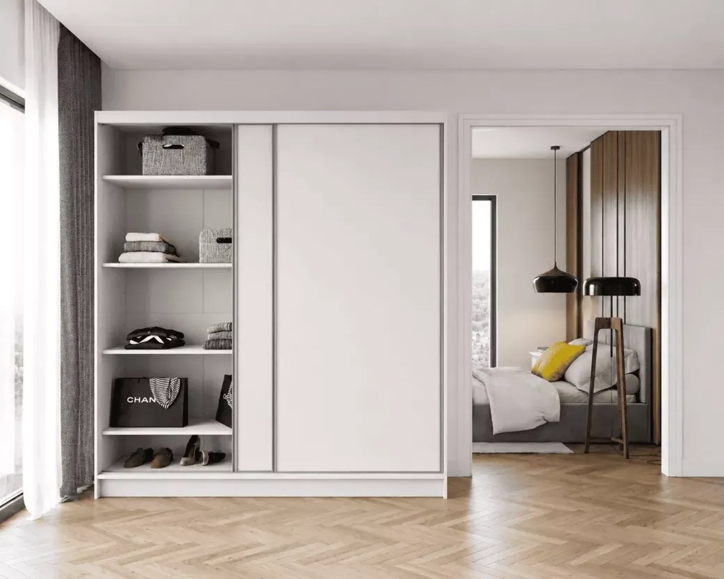 Szafa przesuwna Deverio 120/160/200 cm z lustrem lub bez biała szara dąb craft