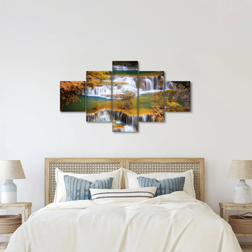 Obraz - Wodospady Huay Mae Khamin, Tajlandia (125x70 cm)