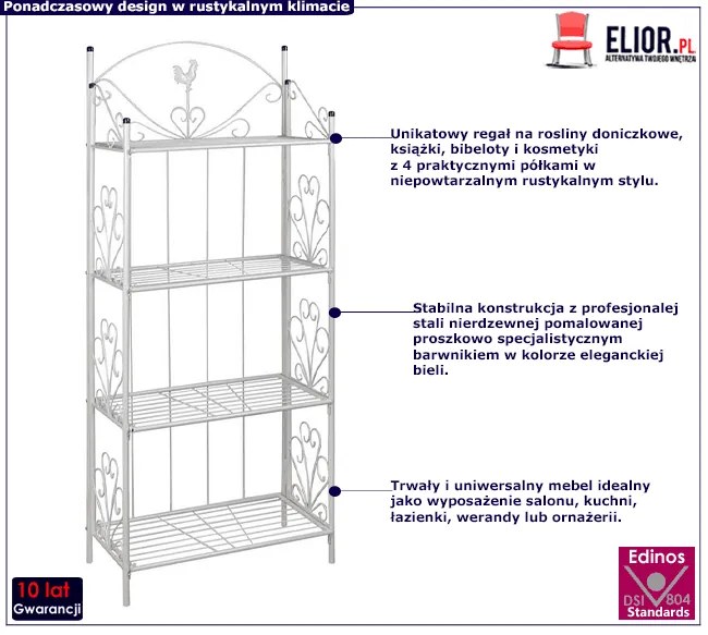 Biały stalowy stojak na kwiaty - Cassia