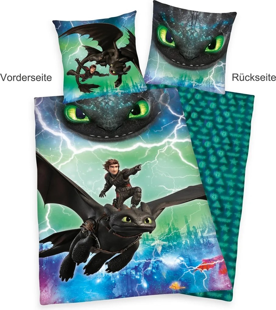 Herding Bawełniana pościel Dragons, 135 x 200 cm, 80 x 80 cm