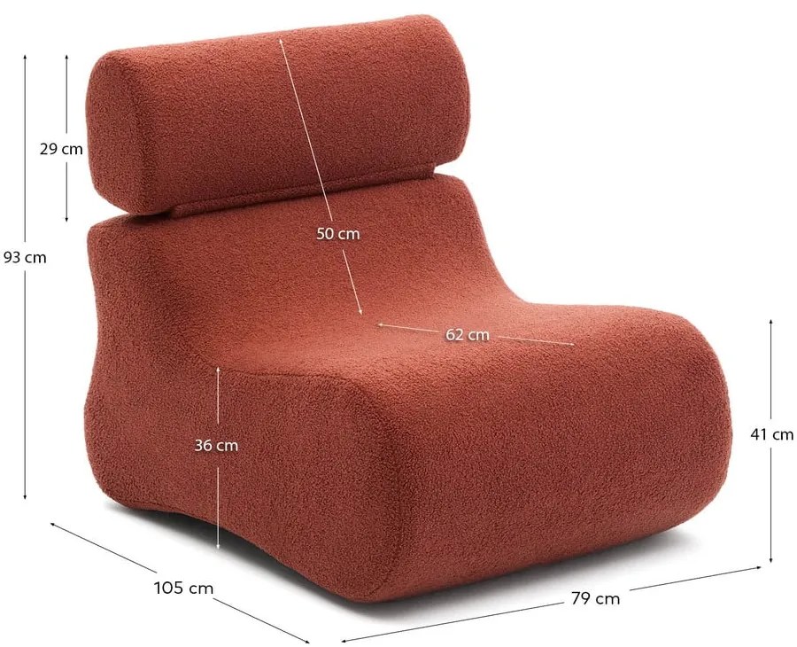 Fotel z materiału bouclé w kolorze terakoty Club – Kave Home
