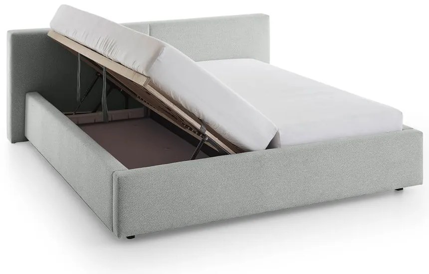 Szare tapicerowane łóżko dwuosobowe ze schowkiem i stelażem 140x200 cm Cube – Meise Möbel