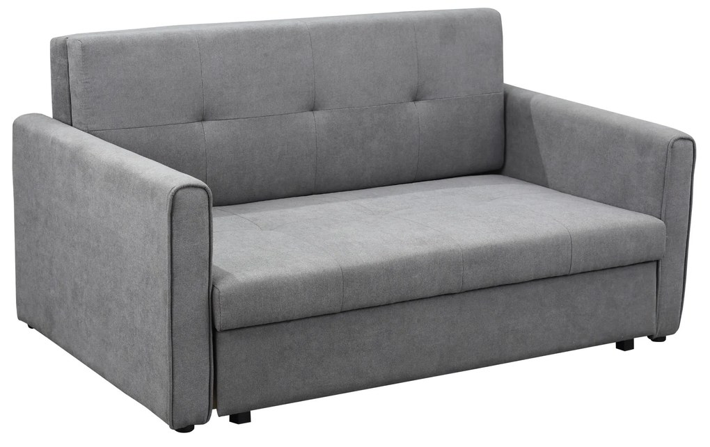 HOMCOM Sofa do spania 2 osobowa z miejscem na pościel i poduszką szara nowoczesna | Aosom PL